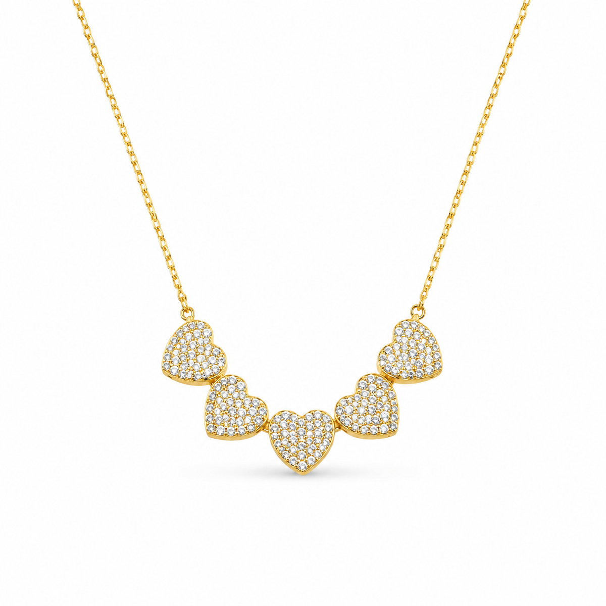 Collana 5 cuori zirconati