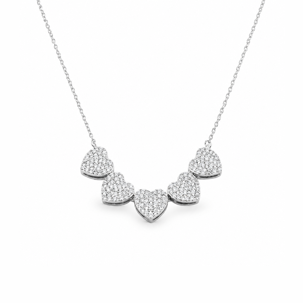 Collana 5 cuori zirconati